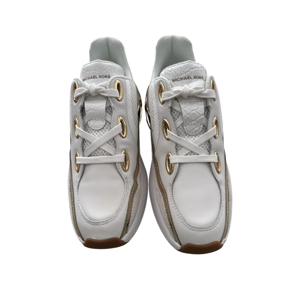 Michael Kors Toni Trainer Size 7 US Women In White & Gold - Brand New - Picture 2 of 8